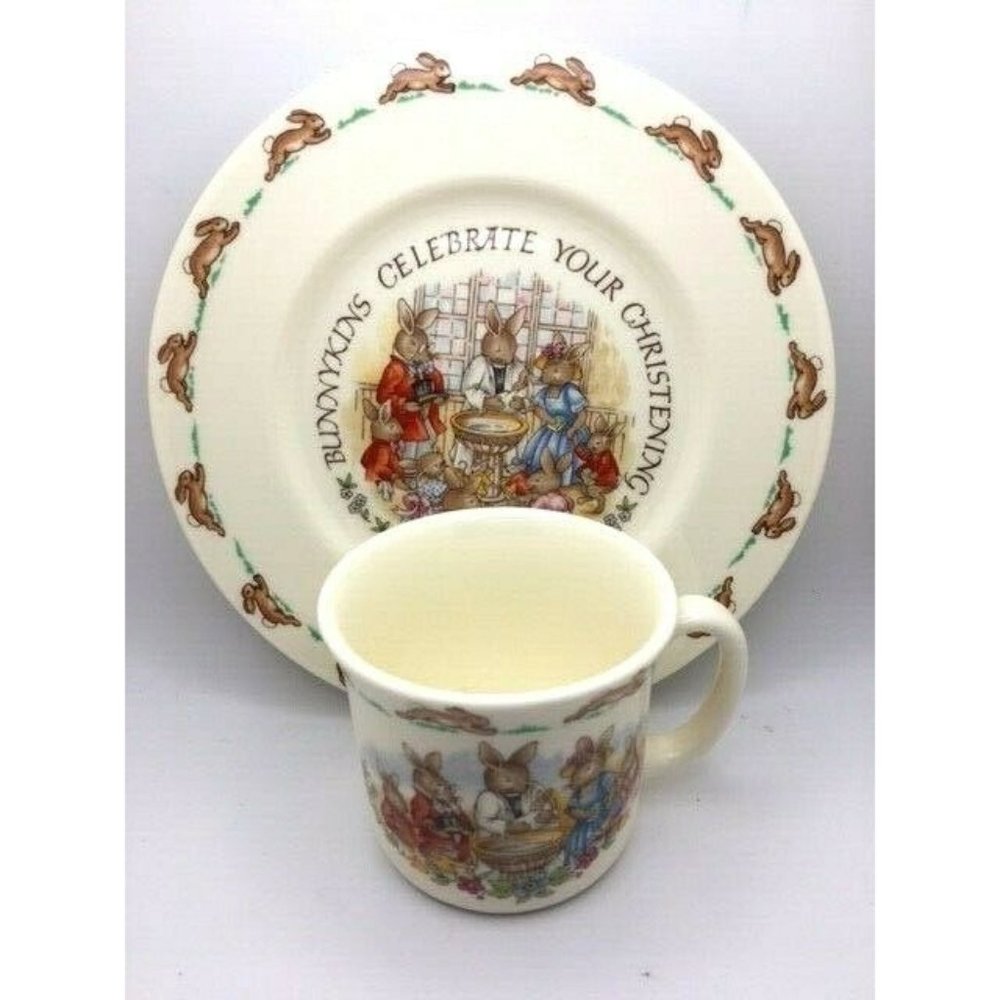 Bunnykins by Royal Doulton Celebrate Your Christening Mug and Plate Set